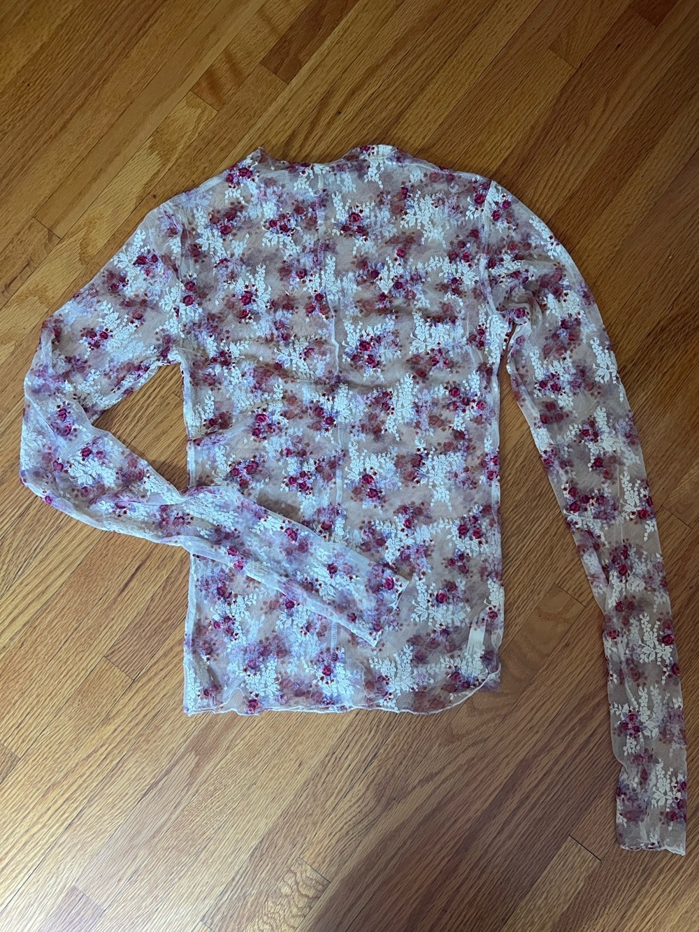 Free People Sheer Floral Long-Sleeve Mesh Top